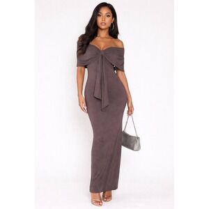 PrettyLittleThing Shape Chocolate Super Soft Wrap Dr. Maxi Skirt Brown US 6 NEW